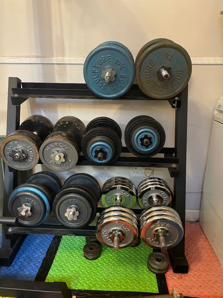 220 kg cast iron dumbbell weights and rack 