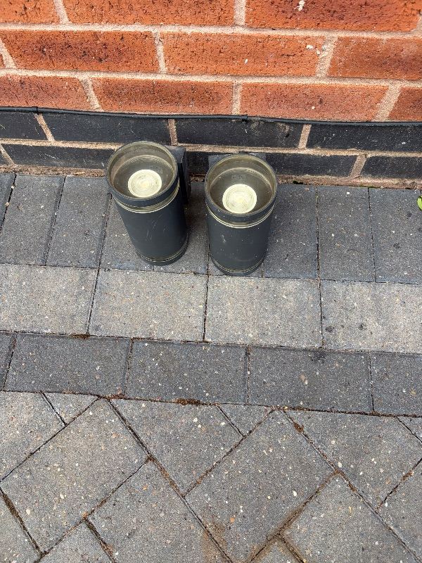Pair of Zinc Outdoor Up/Down Wall Lights – Black, Good Condition