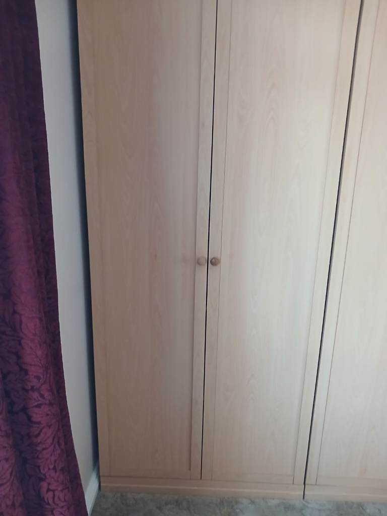 Double Wardrobe, Light Wood Finish – Good Condition