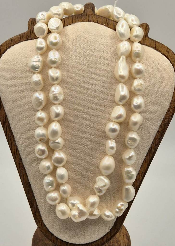 32 inch long baroque pearl necklace