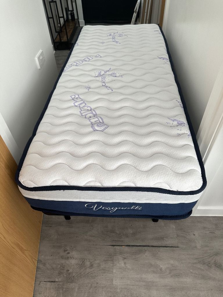 Zinus small single smartbase heavy duty folding metal bed frame and mattress