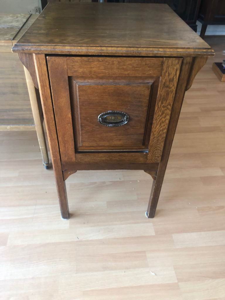 Wood record cabinet with drawer 