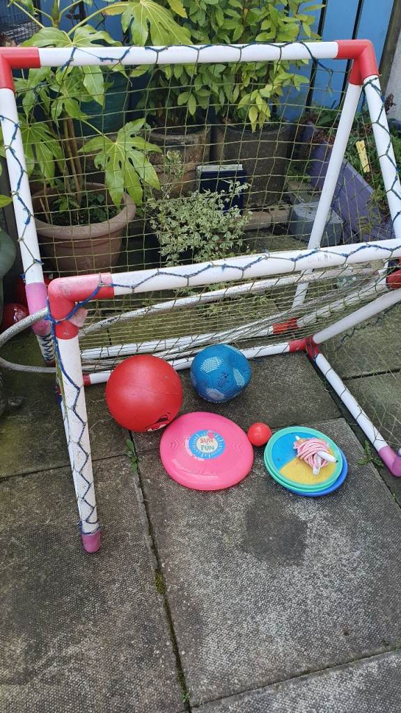 Kids small football goals and some outdoors toys