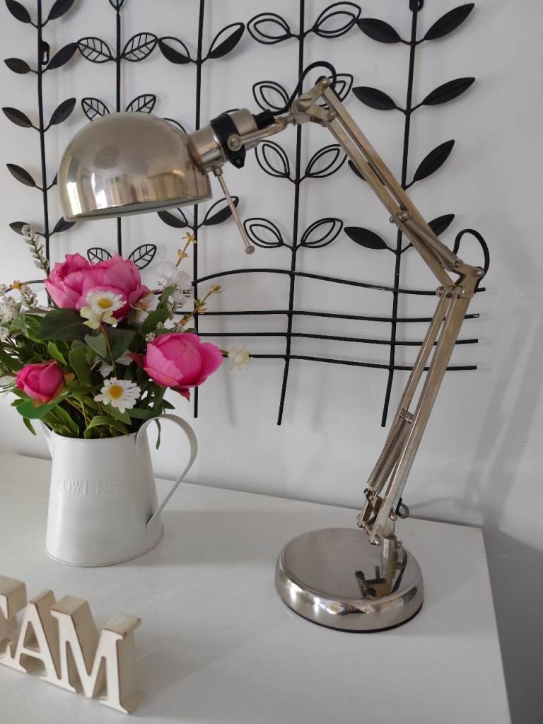Large silver adjustable desk lamp 