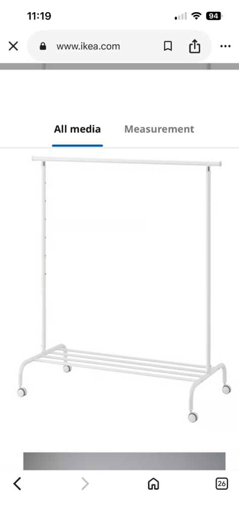 2x Adjustable Clothes Rails (IKEA Rigga)