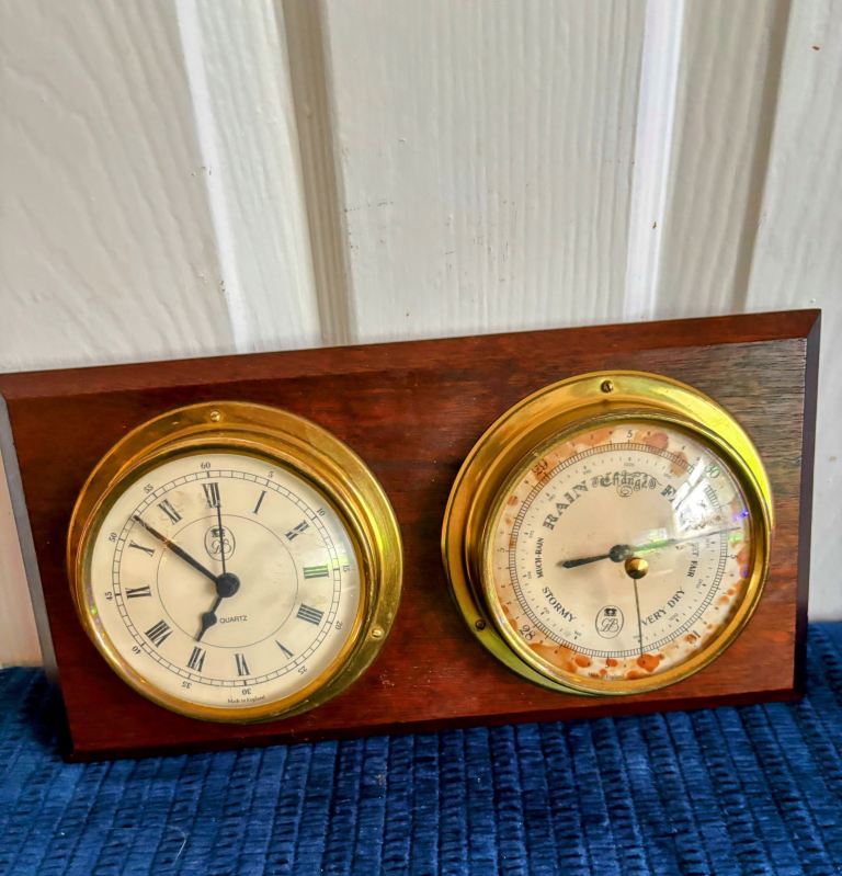 Set Of Ships Clock(Working ) & Barometer 
