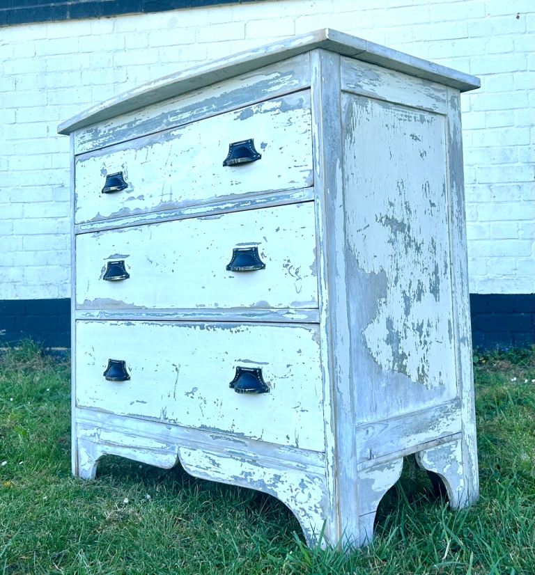White pine chest of drawers cabinet bedroom industrial antique vintage storage wooden french