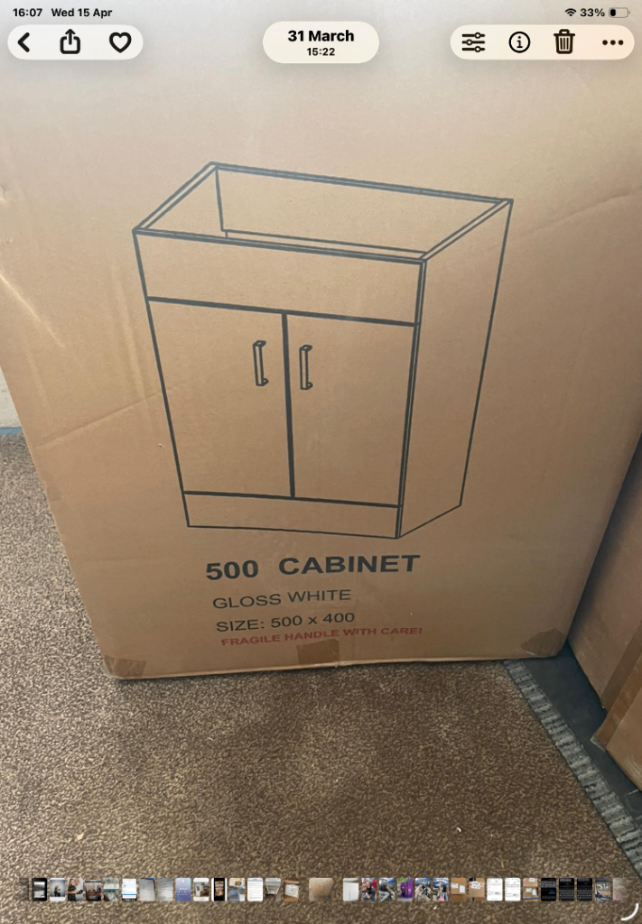 New 500mm Gloss White Bathroom Vanity Cabinet and Sink