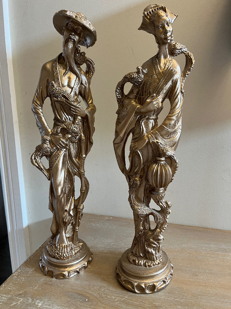 Vintage Gold Asian Statues 