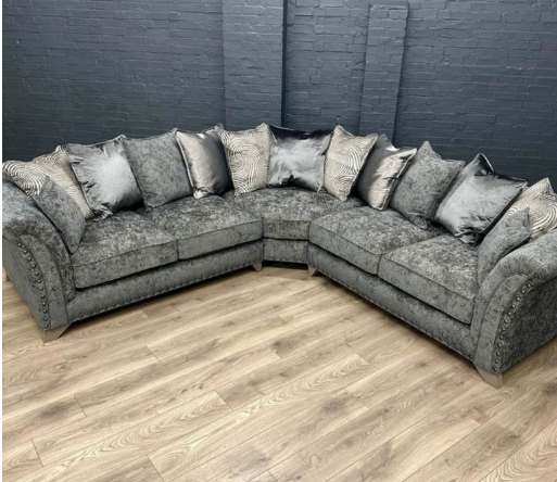 Fast Delivery | Brand New Lilly Collection In Grey Fabric Velvet Corner Sofa Or 3+2 Seater Set