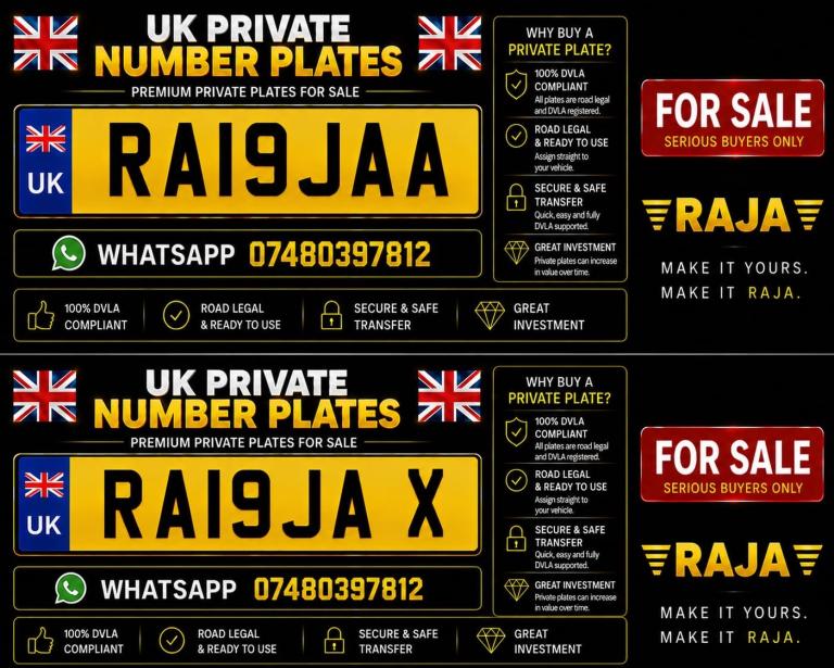 PRIVATE NUMBER PLATES FOR SALE – BIRMINGHAM – DVLA CERTIFICATE READY