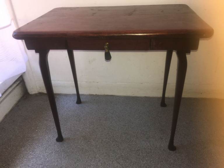 Antique Early Victorian Hardwood Small Side Occasional Table Hardwood Hallway Table with Drawer VGC