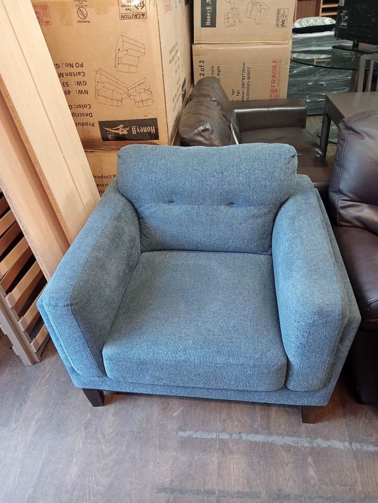 Blue fabric armchair (as new condition)