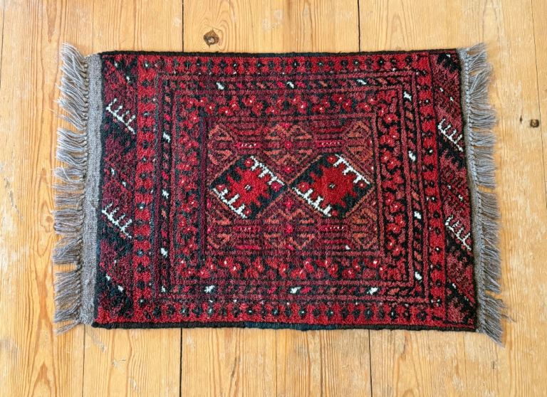 Small Sized Vintage Antique Style Oriental Wool Middle East rug
