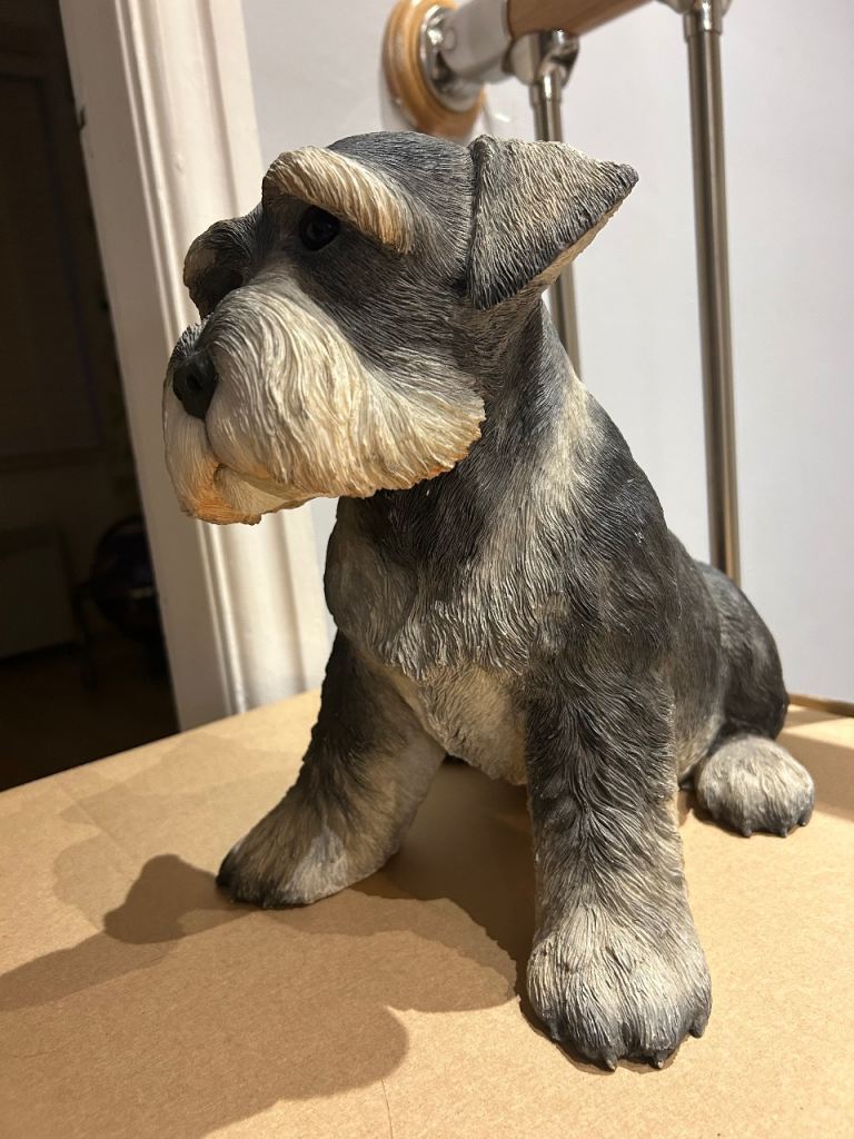 Cute Schnauzer Puppy Dog Figurine Ornament - Good Condition about 14’ high. 