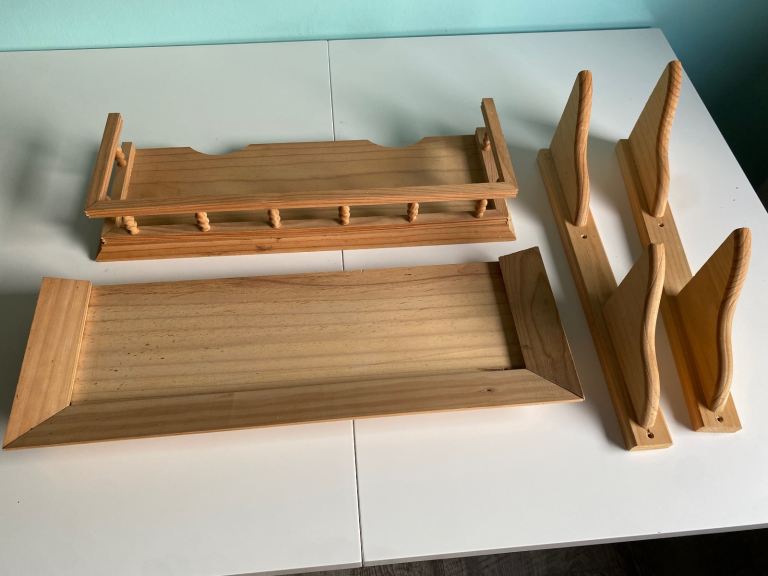 Wooden Wall Shelves with Spindles – Good Condition