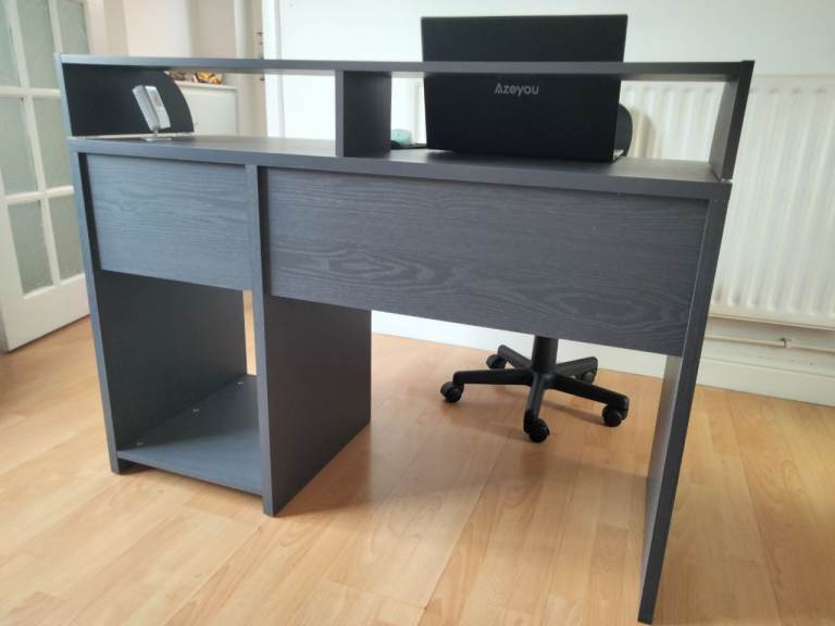 Charcoal grey desk and brand new chair