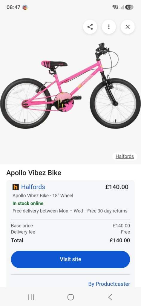 Almost brand new girls bike & helmet for sale