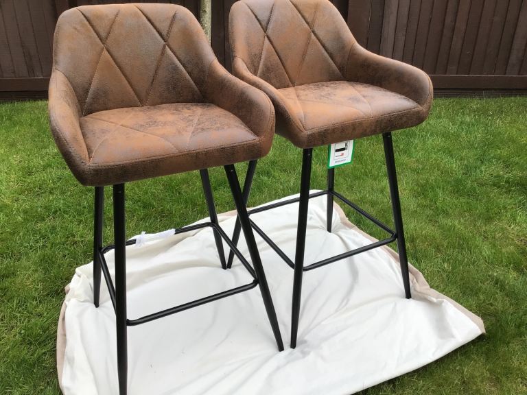 * 2 X BRAND NEW WAYFAIR VINTAGE COLLECTION*, TALL FIXED LEG ARMCHAIR BAR STOOLS BARSTOOLS