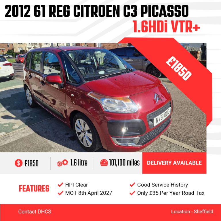 2012 Citroen C3 Picasso 1.6 HDi 8V VTR+ 5dr MPV Diesel Manual