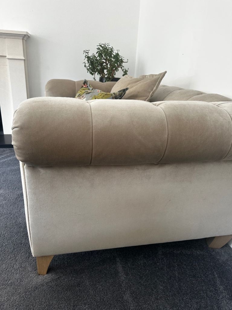Cosy Beige Velvet Sofa - Excellent Condition, Ready for a New Home