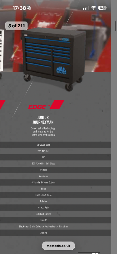 Mac edge tool box 41” 