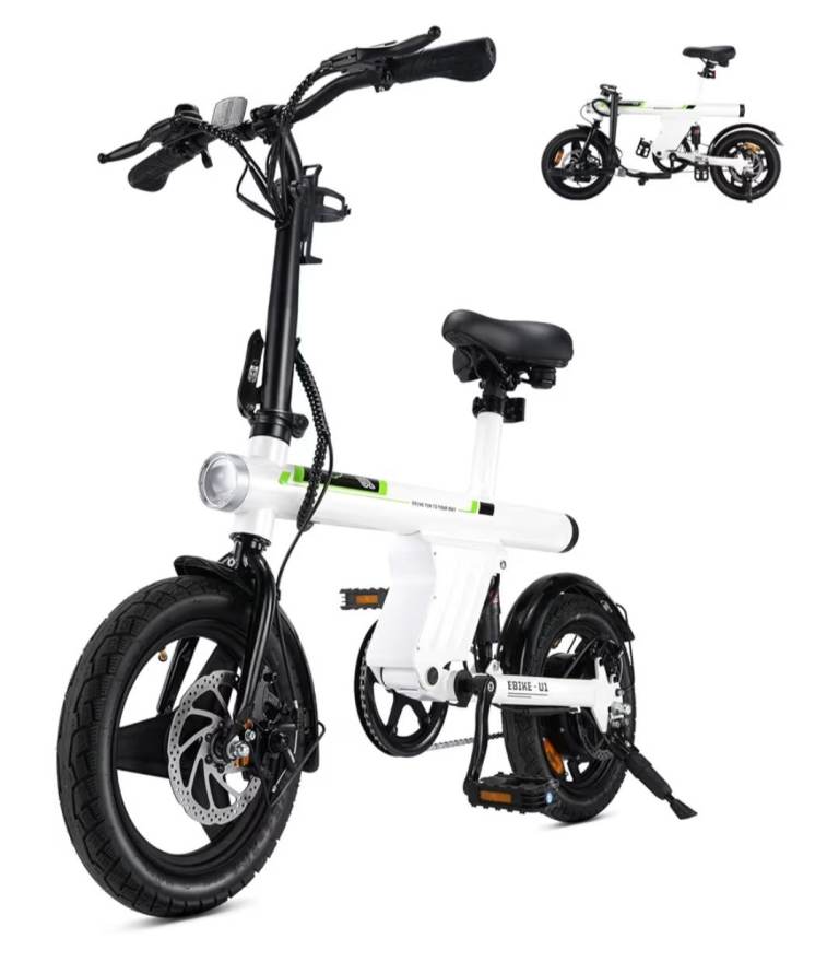 U1 Electric Bike for Adult/Teens,14" Folding Electric Bicycle with LCD Display,25KM/H & 45KM Range
