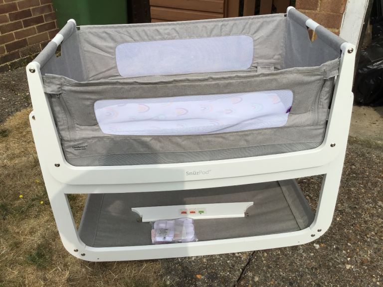 SnuzPod Bedside Crib - Grey, Good Condition