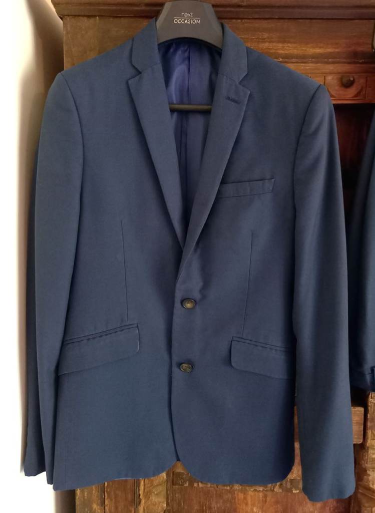 M&S Men's Modern Slim Fit Suit Indigo, 36 Inch Jacket, 2 x Trousers 32/33 inch; Washable