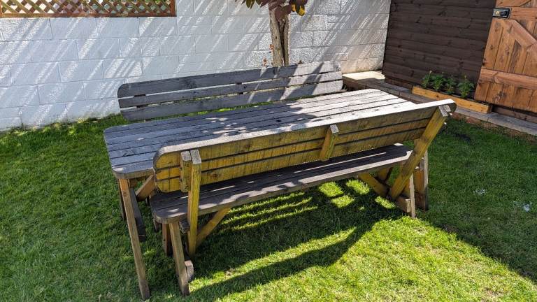 Victoria Space Saving Rounded Picnic Table and Bench Set With Backrest