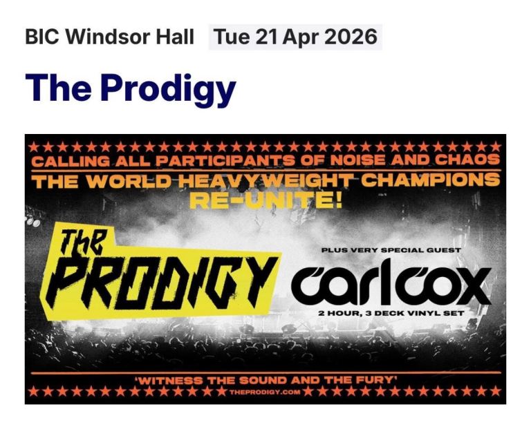 1 x The Prodigy ticket 21/4/26 bmth