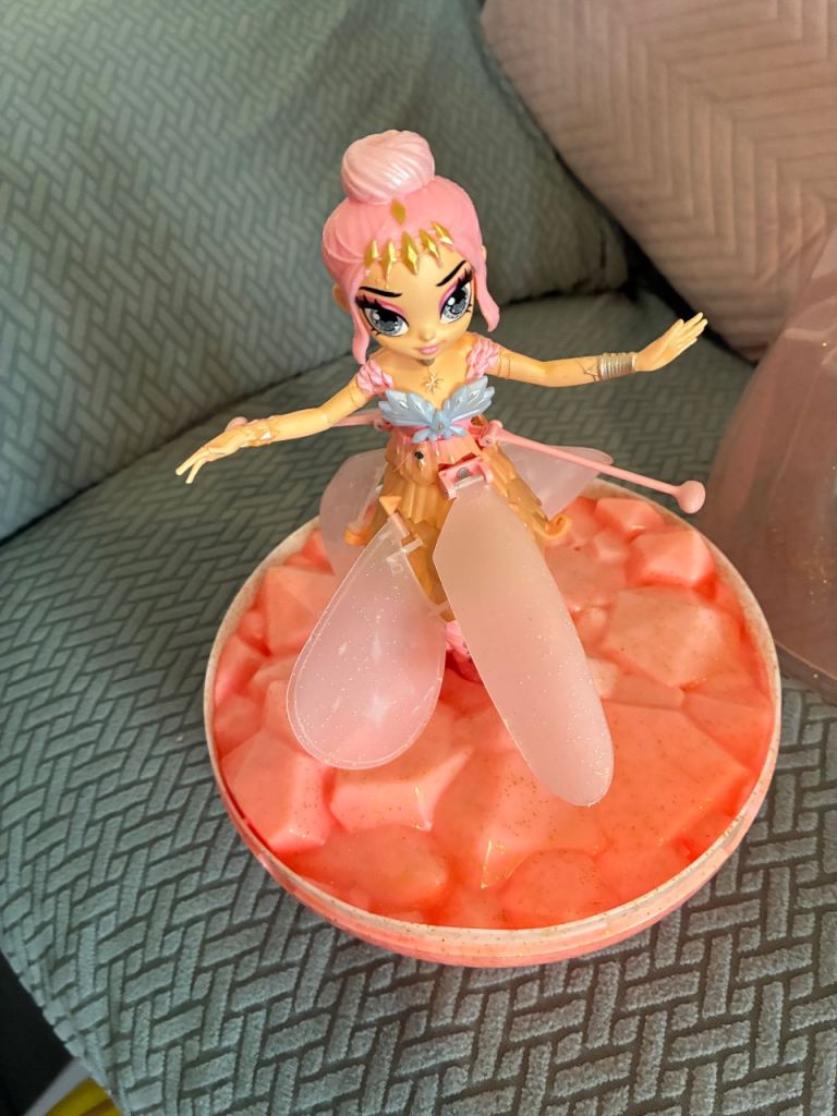Pink Plastic Fairy Doll with Crystal Base – Good Used Condition