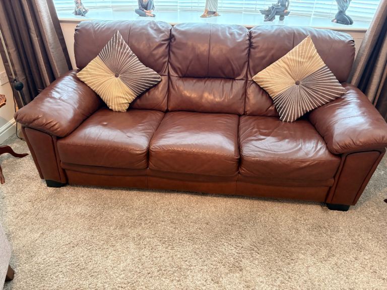 Brown leather sofa