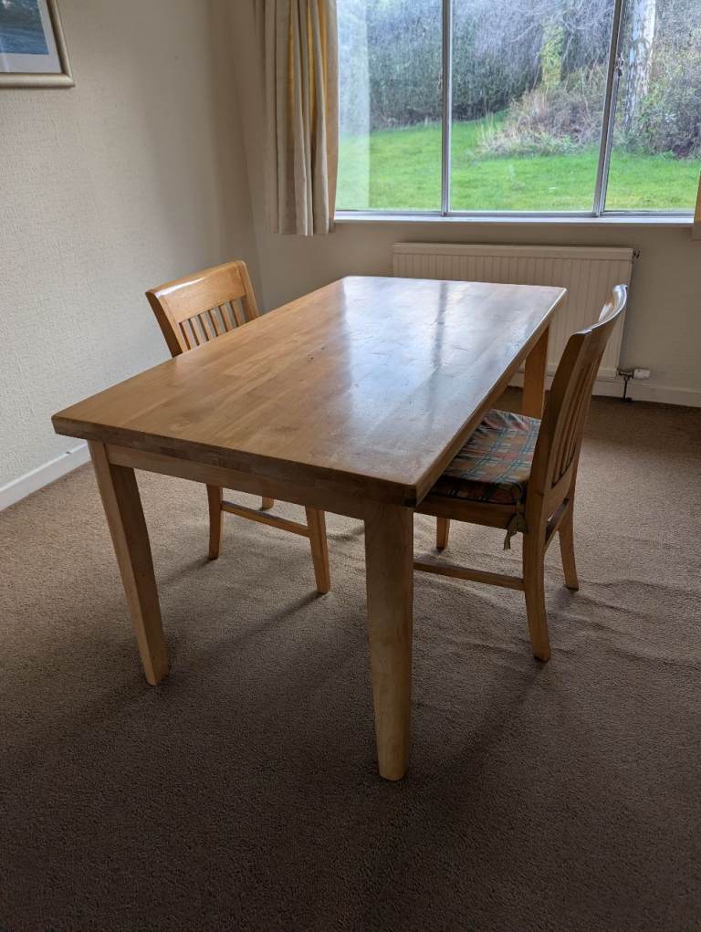 Wooden Dining Table with Two Chairs – Good Condition