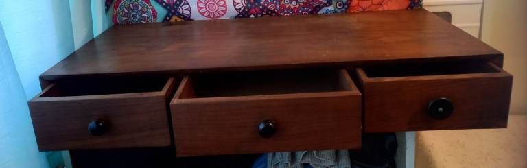 top for dressing table with adaption for 3 way mirror / AFRICAN BLACK WOOD
