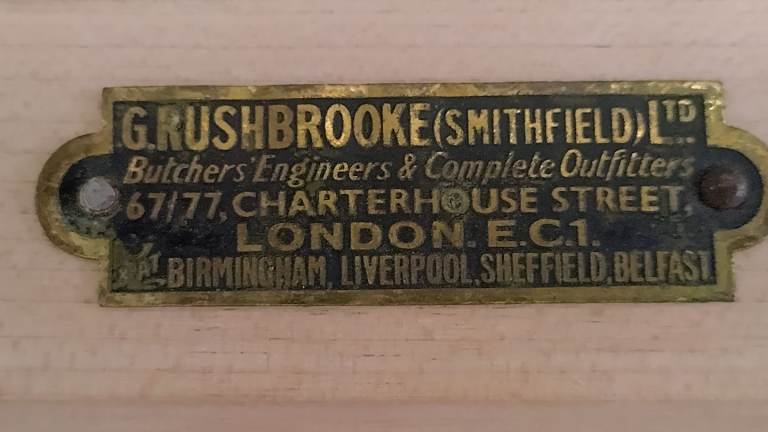 g rushbrooke smithfield butchers block chopping board unused mid century victorian