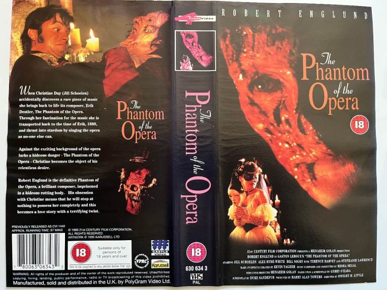 VHS VIDEO SLEEVE - THE PHANTOM OF THE OPERA (1989) - SLEEVE ONLY