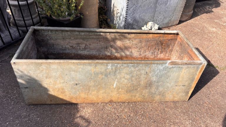 Large Galvanised Metal Planter Trough – Fair Condition