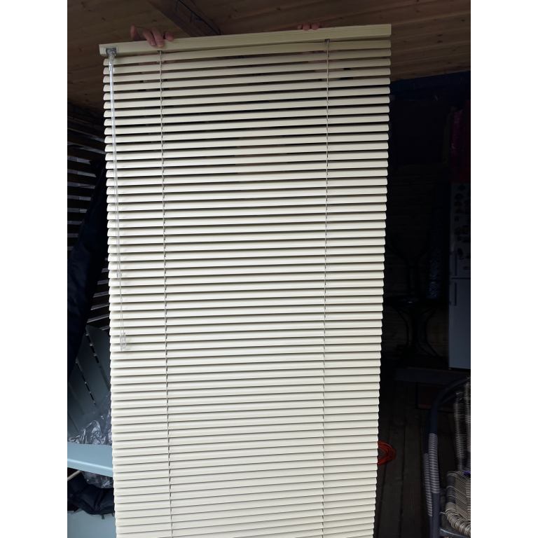 Cream narrow metal Venetian door blind