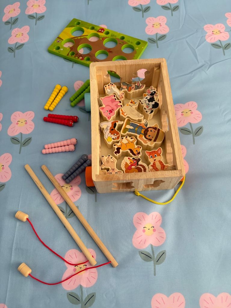 Wooden Animal Shape Sorter with Pull Along Box
