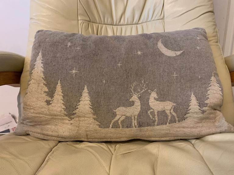 Small Cushion for Chair/Sofa Winter Themed Brown/Beige