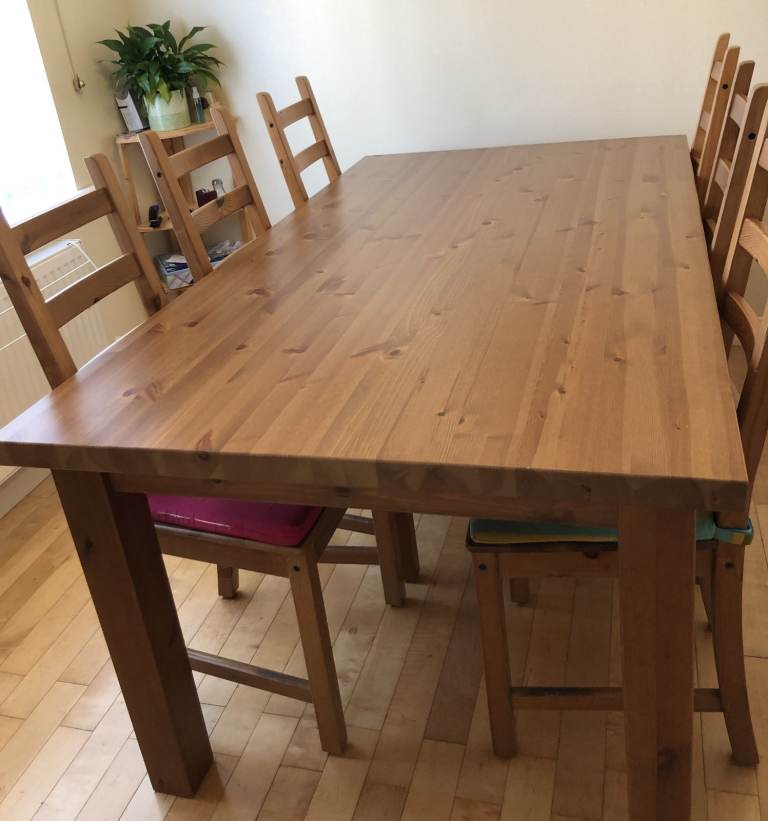 Large Solid Antique Pine wood dining table for sale