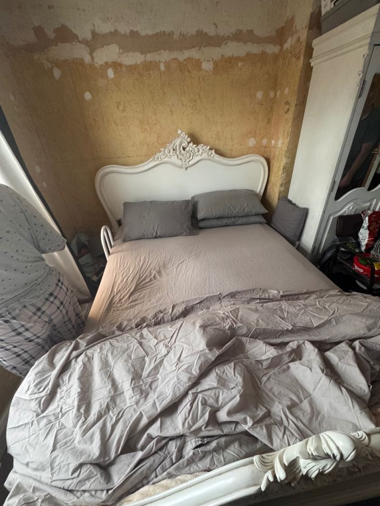 French style king size bed and mattress 