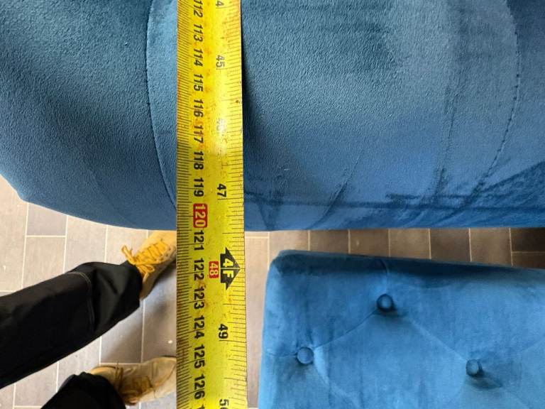 Lovely French Velvet Sofa, Armchair and Footstool. Delivery available🚛