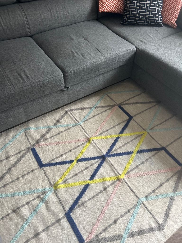 Beige multicolour boho style rug size 120cm x 180cm