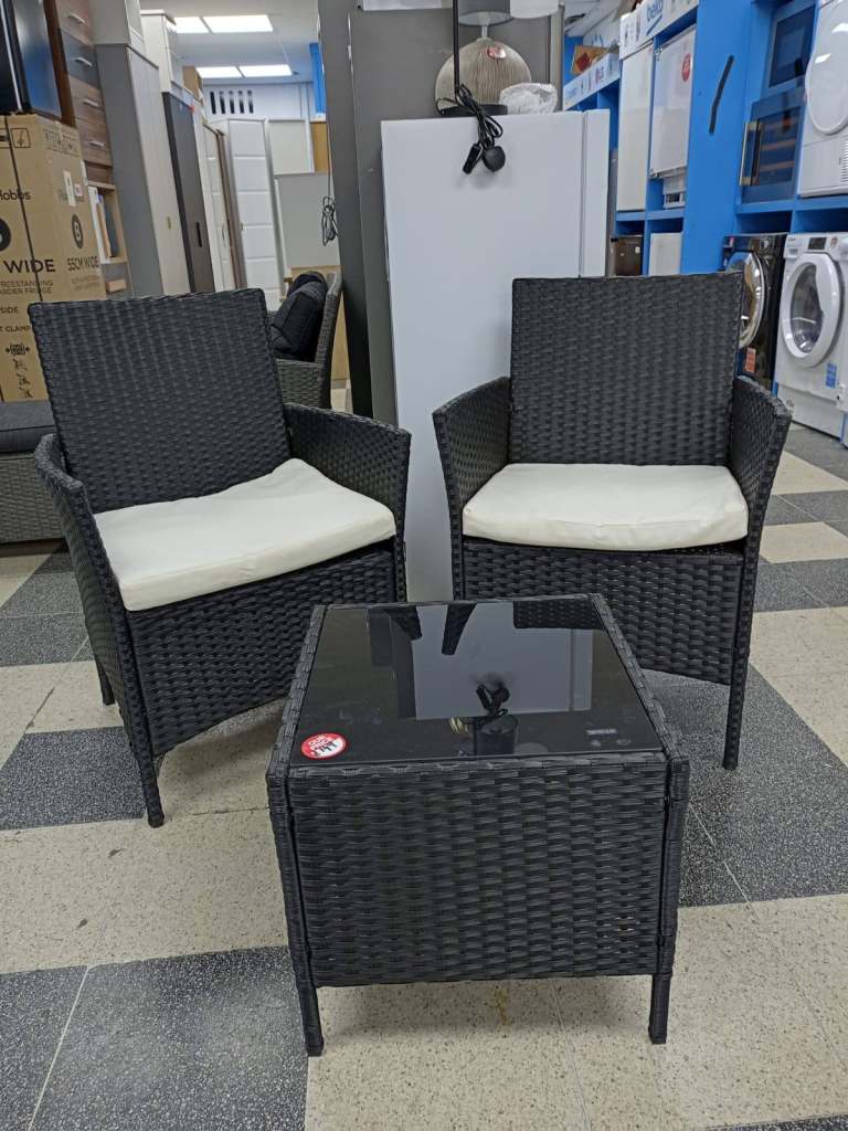 Black Polyratten 3 piece Garden Set 