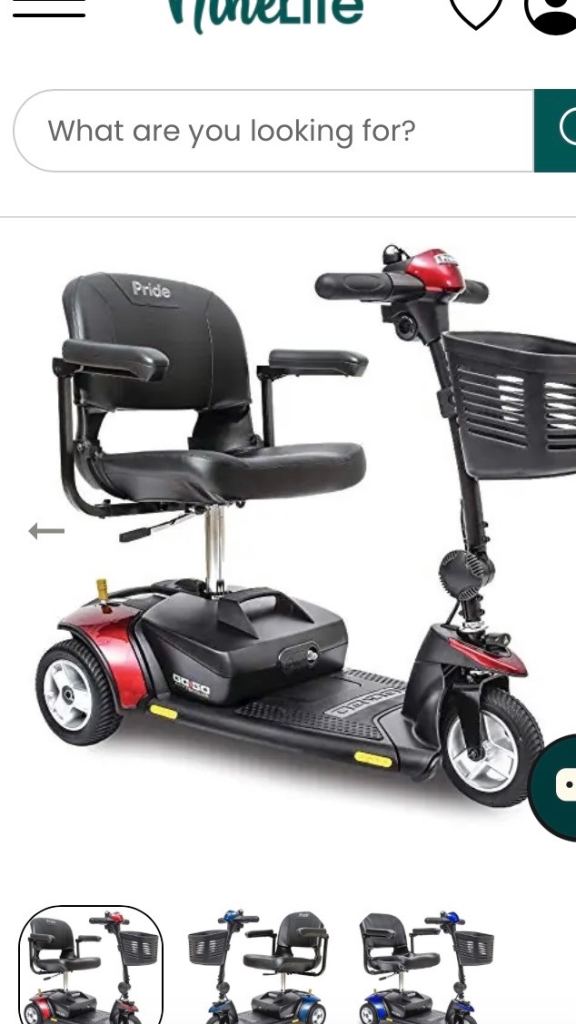 Pride GoGo elite traveller plus 3 wheeled scooter