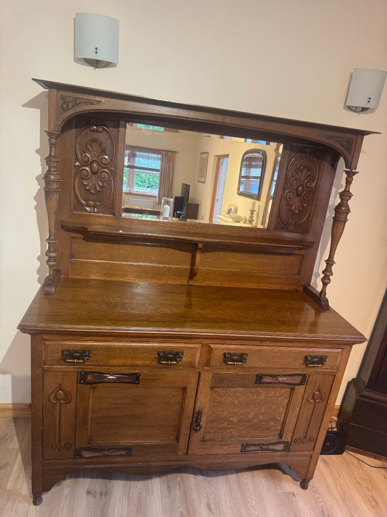Antique Wooden Sideboard with Mirror – Good Condition