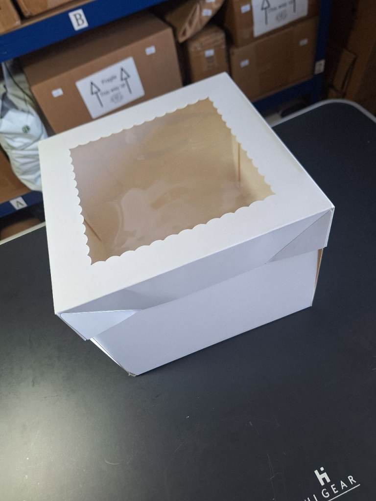 15x White Cake Boxes with transparent window lid 20x25x25 cm
