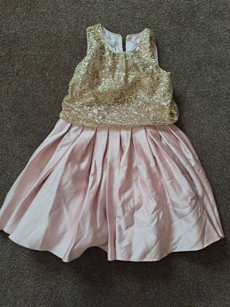 Girls Monsoon Gold/Pink Party Dress